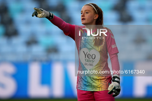 Bristol keeper Sophie Baggaley   during the Barclays FA Women's Super League match between Manchester City and Bristol City at the Academy S...