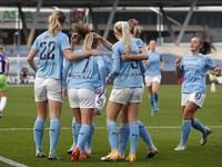 Citys Laura Coombs celebrates making it 2-1    during the Barclays FA Women's Super League match between Manchester City and Bristol City at...