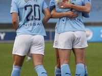 Citys Laura Coombs celebrates making it 2-1   during the Barclays FA Women's Super League match between Manchester City and Bristol City at...