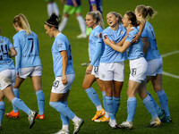 Citys Ellen White celebrates making it 6-1   during the Barclays FA Women's Super League match between Manchester City and Bristol City at t...
