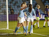  Citys Ellen White celebrates making it 8-1  during the Barclays FA Women's Super League match between Manchester City and Bristol City at t...