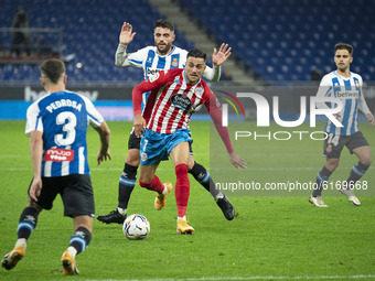 Cristian Herrera and David Lopez during the match between RCD Espanyol and CD Lugo, corresponding to the week 11 of the Liga Smartbank, play...