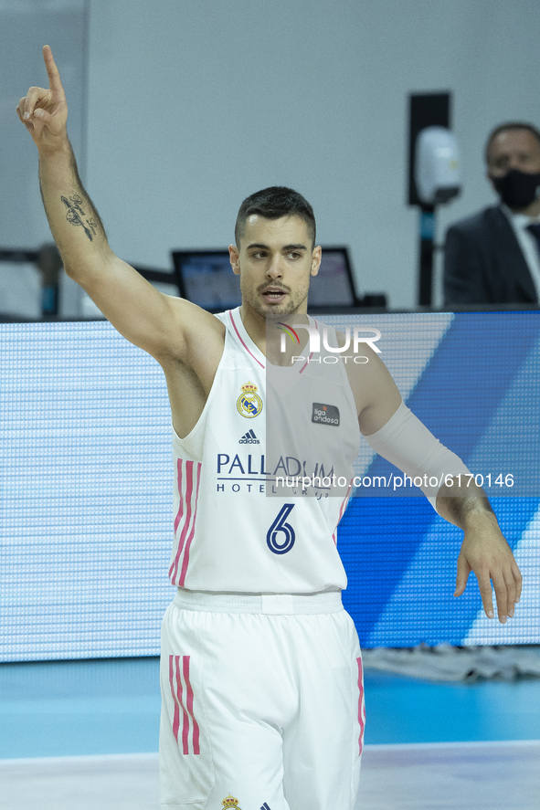 Alberto Abalde  of Real Madrid during the ACB Endesa League basketball game that pitted Real Madrid against Urbas Fuenlabrada at the WiZink...