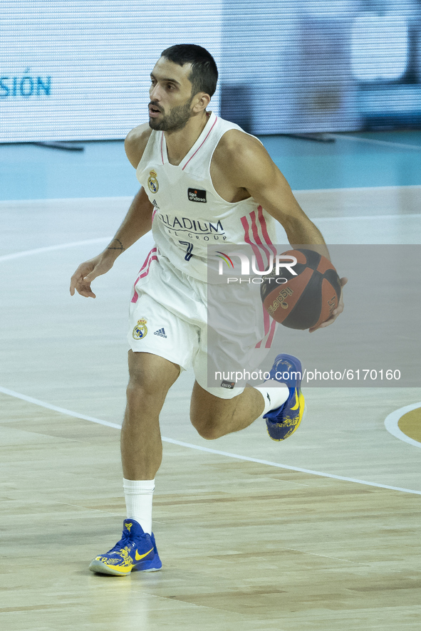 Facundo Campazzo  of Real Madrid during the ACB Endesa League basketball game that pitted Real Madrid against Urbas Fuenlabrada at the WiZin...