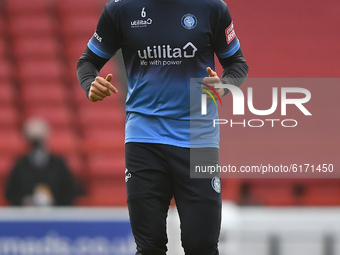 
Ryan Tafazolli of Wycombe Wanderers warms up ahead of kick-off during the Sky Bet Championship match between Nottingham Forest and Wycombe...