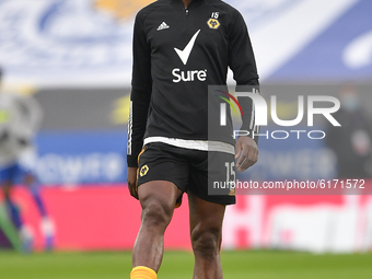 
Willy Boly of Wolverhampton Wanderers warms up ahead of kick-off during the Premier League match between Leicester City and Wolverhampton W...