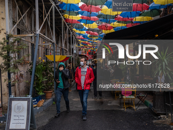 People seen while doing shopping in a local market in Istanbul, Turkey on November 9, 2020. Following the recent continuous depreciation of...