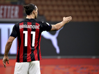 Zlatan Ibrahimovic of AC Milan gestures during the Serie A match between AC Milan and Hellas Verona FC at Stadio Giuseppe Meazza on November...