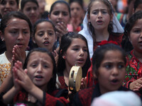 Palestinians children take part in a Celebration Palestinian heritage in gaza city on June 4, 2015 
 (