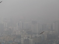 A high angle views of a part of Dhaka city as fog weather is seen over the city in Bangladesh on November 21, 2020. (