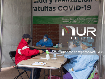 Macro Kioskos open in Mexico City for rapid Covid-19 tests, amid the Covid-19 pandemic, on November 21, 2020. The Government of Mexico City...