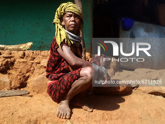 Indigenous Bonda cast tribes are seen at their living valley as they are busy on their daily life at Malkangiri district of Odisha state, ab...