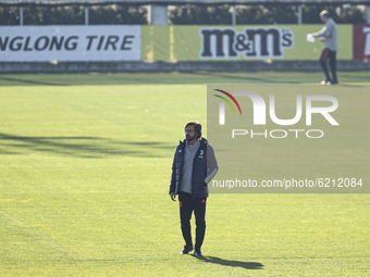 Andrea Pirlo, hard coach of Juventus FC, during the training on the eve of the UEFA Champions League football match (Group G) between Juvent...