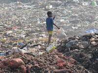An Indian rag-picker looks for recyclable material at a municipal waste dumping site on World Environment Day in Dimapur, India north easter...