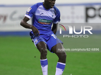  Yoan Zouma of Barrow  during the Sky Bet League 2 match between Barrow and Oldham Athletic at the Holker Street, Barrow-in-Furness on Tuesd...