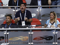 Diego Maradona and Rocio Oliva during the 2018 FIFA World Cup Russia Round of 16 match between France and Argentina at Kazan Arena on June 3...
