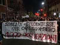 People of antifascist, social centers, movements for the right to housing protest after police evicted ''Nuovo Cinema Palazzo'' , in Rome, I...