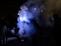 People of antifascist, social centers, movements for the right to housing protest after police evicted ''Nuovo Cinema Palazzo'' , in Rome, I...