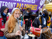 the invisible brass band during  a demonstration for the International Day for the Elimination of Violence against Women, on November 25, 20...