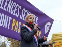 Clémentine Autain, Member of Parliament France Insoumise (FI) during  a demonstration for the International Day for the Elimination of Viole...