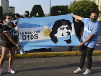 A large number of supporters pay tribute to Diego Maradona in Buenos Aires, Argentina, on November 25, 2020.  Argentinian football superstar...
