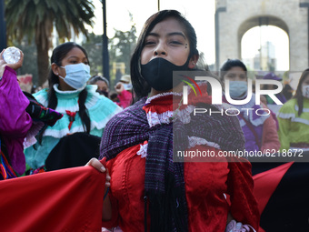 A woman  joins  to annual march of Day for the Elimination of Violence against Women to demand justice for the violence gender;  Mexico is o...