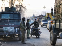 Security beefed up after militants attacked army men near HMT on Srinagar-Baramulla Highway in which two army men were killed on 26 November...