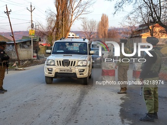 Security beefed up after militants attacked army men near HMT on Srinagar-Baramulla Highway in which two army men were killed on 26 November...