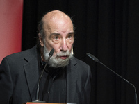 Chilean writer Raul Zurita during the tribute he received at the Instituto Cervantes in Madrid, Spain, on November 27, 2020. (