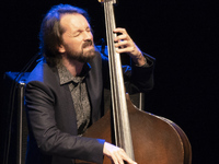 contrabass player Pablo M. Caminero during her performance CAMINERO QUINTET at the Madrid International Jazz Festival, Spain, on November 27...
