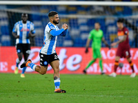 Lorenzo Insigne of SSC Napoli celebrates scoring first goal during the Serie A match between SSC Napoli and AS Roma at Stadio San Paolo, Nap...