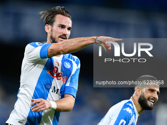 Fabian Ruiz of SSC Napoli celebrates after scoring first goal during the Serie A match between SSC Napoli and AS Roma at Stadio San Paolo, N...