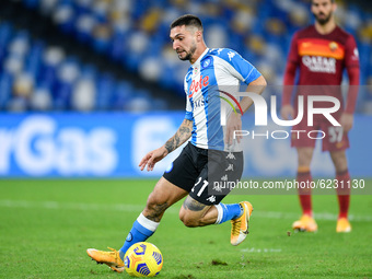 Matteo Politano of SSC Napoli scores fourth goal during the Serie A match between SSC Napoli and AS Roma at Stadio San Paolo, Naples, Italy...