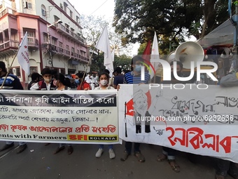 SFI Activists a rally in kolkata and protest against New Farmer Bill in Kolkata on November 30,2020. (