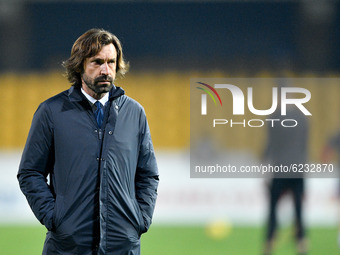 Andrea Pirlo manager of Juventus FC looks on during the Serie A match between Benevento Calcio and Juventus FC at Stadio Ciro Vigorito, Bene...