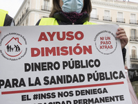 Retirees of Spain demonstrate in Madrid to defend public pensions with guarantees for the Puerta del Sol in Madrid, Spain on November 30, 20...