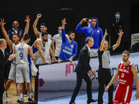 Israel team celebrating a three shoot point during the FIBA EuroBasket 2022 Qualifiers match of group A between Israel and Poland at Pabello...