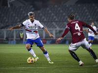 Sampdoria midfielder Valerio Verre (8) fights for the ball against Torino defender Lyanco (4) during the Serie A football match n.9 TORINO -...