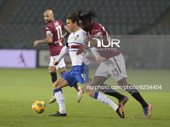 Albin Ekdal during Serie A match between Torino v Sampdoria in Turin, on November 30, 2020  