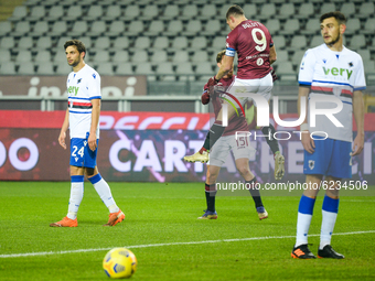 Andrea Belotti and Cristian Ansaldi of Torino FC celebrates during the Serie A match between Torino FC and UC Sampdoria at Stadio Olimpico G...