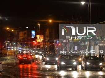 Busy evening traffic in Ranelagh.
Taoiseach (Irish PM) Micheal Martin announced last Friday plans for the easing of nationwide Level 5 lockd...