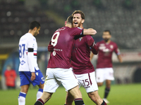 Andrea Belotti of Torino FC celebrates after scoring with Cristian Ansaldi during the Serie A football match between Torino FC and UC Sampdo...