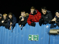 Canvey Island Fans watching the outside on there ladders during  FA Cup Second Round between Canvey Island and Boredom Wood at Park Lane Sta...