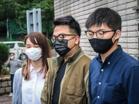 Hong Kong activists Agnes Chow, Ivan Lam and Joshua Wong enter West Kowloon court to plead guilty to unlawful assembly charges. All have bee...