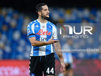 Konstantinos Manolas of SSC Napoli reacts during the Serie A match between SSC Napoli and AS Roma at Stadio San Paolo, Naples, Italy on 29 N...
