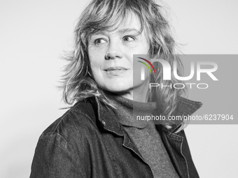 (EDITOR'S NOTE: Image was converted to black and white) The actress Emma Suarez poses during the portrait session in Madrid, Spain, on Decem...