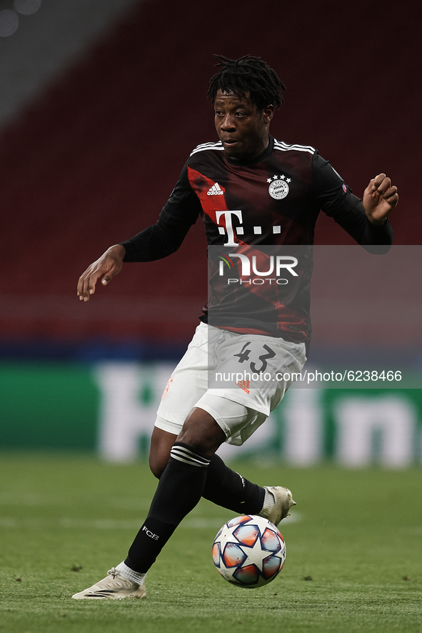 Arrey-Mbi of Bayern in action during the UEFA Champions League Group A stage match between Atletico Madrid and FC Bayern Muenchen at Estadio...