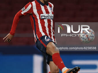 Joao Felix of Atletico Madrid controls the ball during the UEFA Champions League Group A stage match between Atletico Madrid and FC Bayern M...