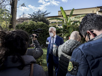 President of Tuscany, Eugenio Giani addressing to the press, on 2 December 2020, in Pisa, Italy, during a visit to the University of Sant'An...