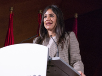 Begoña Villacís during the appointment of the actress Paz Padilla is named godmother of the Madrid volunteers on the volunteer day on Decemb...